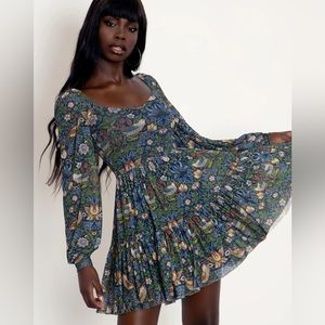 NWOT STRAWBERRY THIEF BLUE SWEET FRILL DRESS - LIMITED EDITION BLACKMILK